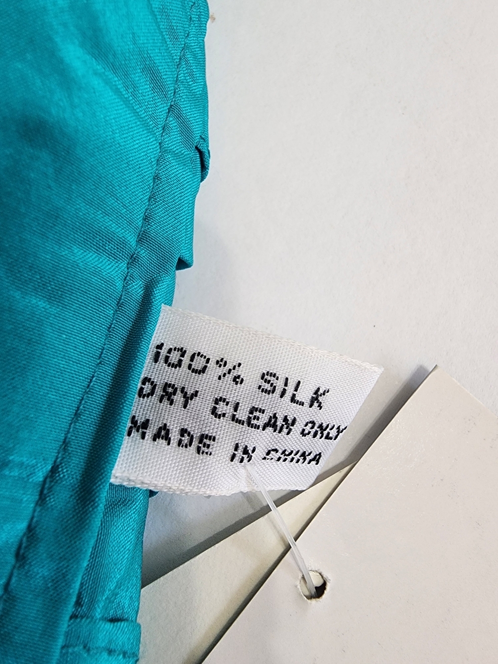 NWT Vintage 100% Silk Turquoise Scarf Dickey Tuck In Lot 4302 FLAW READ DESC - Picture 7 of 9